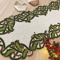 Christmas Special Perlen Holly Beere Design Läufer, 13x36 Inch von Enlivenstores