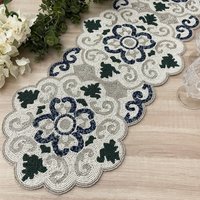 Handgemachter Perlen Tischläufer Florales Design, 33 X 92 cm von Enlivenstores