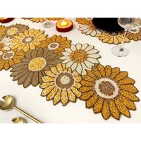 Handgemachter Tischläufer Und Tischset Mit Sonnenblumenperlen 13x48Inch von Enlivenstores