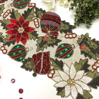 Handgemachter Weihnachtlicher Tischläufer, Dekoration von Enlivenstores