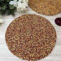 Handgemachtes Platzset, Geperlte Runde Tischset, Gemischte Perlen, 36 cm Handgemachtes Platzset, Geperlte Runde Tischset, Gemischte Perlen, 36 cm von Enlivenstores