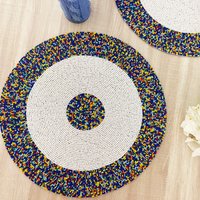 Handgemachtes Tischset, Rundes Weiß Mit Bunten Perlen, 35 cm von Enlivenstores