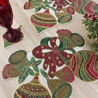 Weihnacht-Poinsettia-Tischset Rot & Gold-Dekor | 33 X 40 cm von Enlivenstores