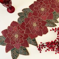 Weihnachtlicher Handgemachter Tischläufer, Weihnachtsstern Läufer, 33 X 92 cm von Enlivenstores