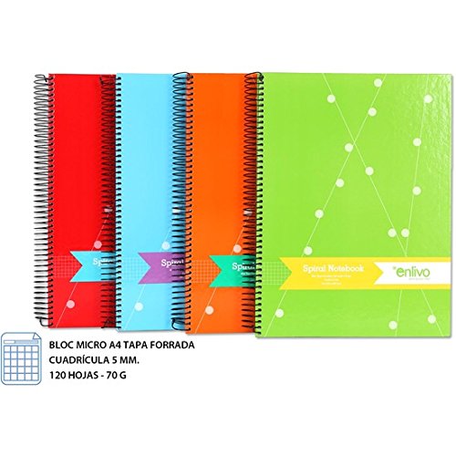 Enlivo BY-SP0382271 Notebook A4 L/Cover 120Sh 70G Sq5 Micro, mehrfarbig von Enlivo