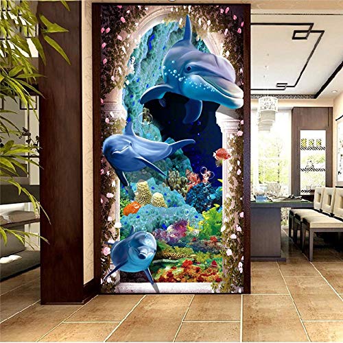 5D DIY Diamant Malerei Kit Große Größe Bohren Voll Set Diamond Painting Drei Delfine Bilder nach Zahlen GemäLde Mosaik kreuzstich Kristall Strass Stickerei Art Wohnkultur Runder Bohrer，100x200 von Enming