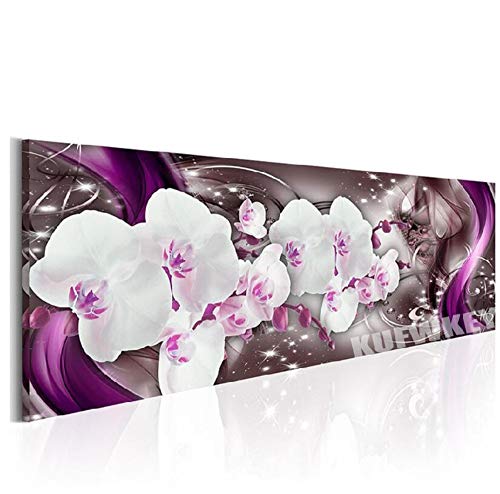5D Diamant Malerei Set große Vollbohrer Diamond Painting Quadrat drill DIY Zahlen Kreuzstich Orchideen Puzzle Bilder Full Kristall Strass Kunstharz Stickerei Mosaik Art für Home Wand Decor 30x90cm von Enming
