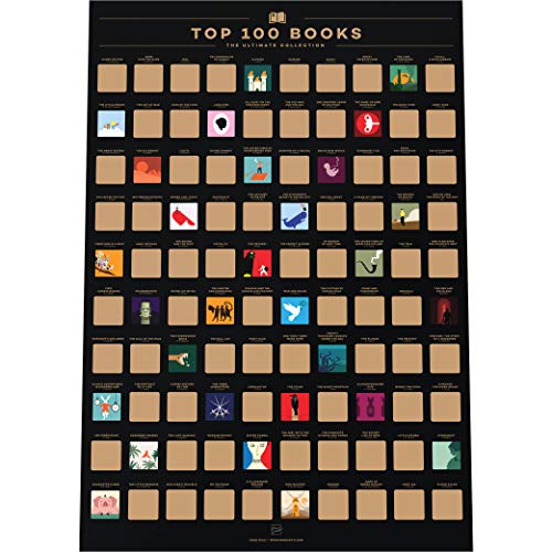 Enno Vatti 100 Books Scratch Off Poster - Top 100 Bucket List für Buchliebhaber mit allen Klassikern, einzigartigen Icons & Premium-Verpackung - Geschenk für Leser weltweit (12,5cm x 29cm x 25cm) von Enno Vatti