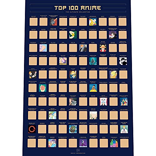 Enno Vatti Top 100 Anime Scratch Off Poster - Rubbelposter Der Besten Japanischen Animationen Aller Zeiten | 42 X 60 Cm | Anime Merch Geschenke | Japan Deko Zum Abrubbeln | von Enno Vatti