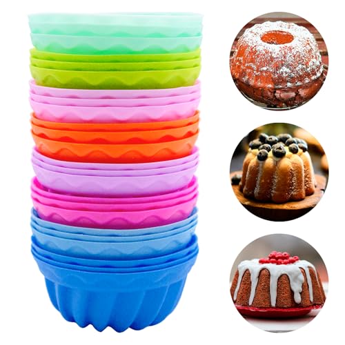 Ennoxwi 24 Stück Gugelhupfform Silikon Silikonform Gugelhupf Kuchen Form für Kuchen Donut Pudding Mini Muffins Backform von Ennoxwi