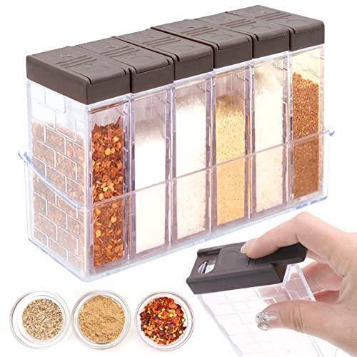 Ennoxwi Gewürzstreuer Camping 6 in 1 Spice Jars Kunststoff Gewürzgläser Gewürzbox für Aufbewahrung Pfeffer Küche Salz Gewürze von Ennoxwi
