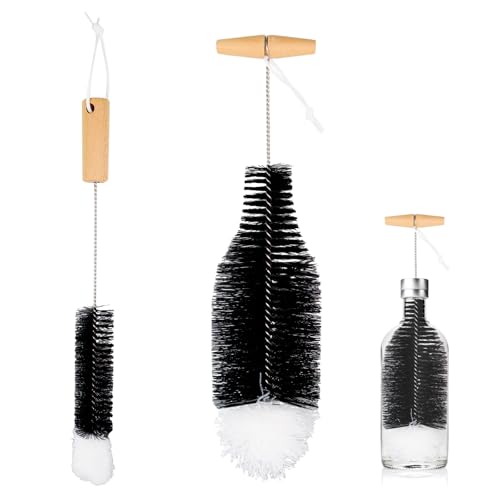 Lange Flaschen-Reinigungsbürste 2 Stück 35 cm Mit Holzgriff zum Waschen Bierwasser Weinkanter Rohre Glasflaschen Lange Flaschen-Reinigungsbürste 2 Stück 35 cm Mit Holzgriff zum Waschen Bierwasser Weinkanter Rohre Glasflaschen von Ennoxwi