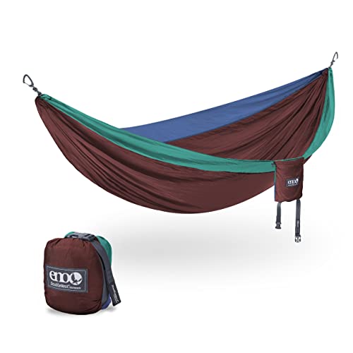 ENO, Eagles Nest Outfitters DoubleNest leichte Camping-Hängematte für 1 bis 2 Personen, Seaglass/Merlot/Denim von ENO