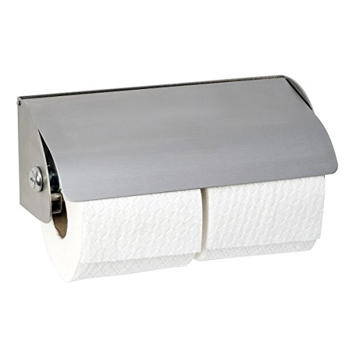 Enov AH066-02 Doppel-Toilettenpapierhalter aus Edelstahl mit Klappe, 100 mm H x 265 mm B von Enov