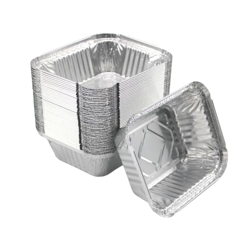 Enpack 100 Stück Aluschalen Grill 14x12x4 cm - Wärmebehälter für Speisen 450ml - Fettauffangschale als Grill Zubehör, Food Container, kleine Auflaufform etc. - feuerfeste Alu Grillschale von Enpack