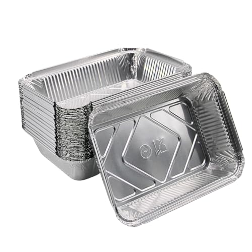 Enpack 100 Stück Aluschalen Grill 20 x 13 x 5 cm - Wärmebehälter für Speisen 940 ml - Fettauffangschale als Grill Zubehör, Food Container, kleine Auflaufform etc. - feuerfeste Alu Grillschale von Enpack