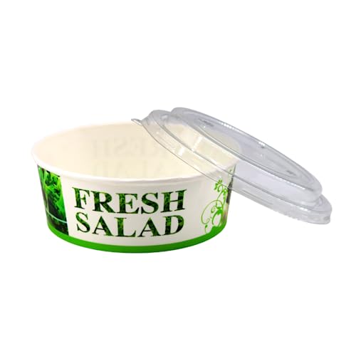 Enpack - 1300ml Bowl Fresh Salad für Lebensmittel aus Kraft Papier 100 Stück mit RPET Deckel - Einweg Papp-Salatschale mit PLA Innenbeschichtung - Bio-Schale von Enpack