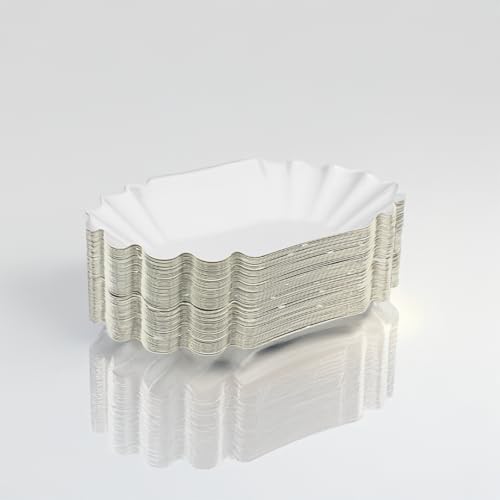 Enpack 500 Einwegteller/Pappteller weiß KUOB Pommesschalen, Kuchenteller aus Papier 10,5 x 17,5 x 3 cm - Partygeschirr Einweg Papierteller geeignet für Geburtstag oder Grillfest von Enpack
