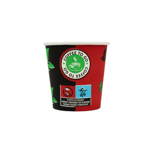 Enpack 500 Schwarz/Rote Pappbecher 100 ml aus Kraftpapier - Kaffeebecher to go zum servieren von Tee, Kaffee, Espresso oder anderen Getränken - Coffee To Go Becher von Enpack