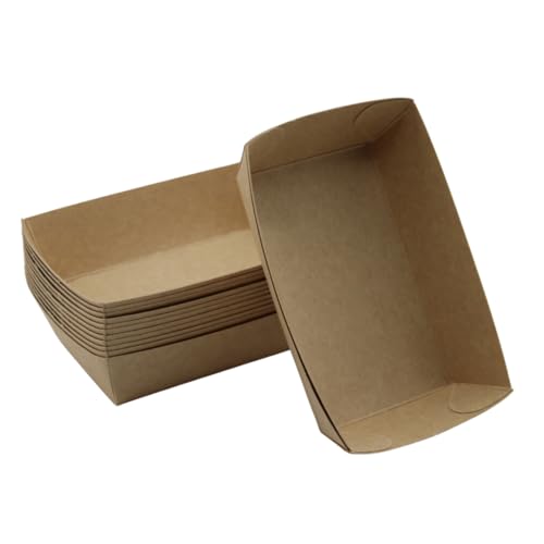 Enpack - 500 Stück Snackschalen aus Kraftpapier - Snack Box 15x10x3,5cm - Currywurst Schale 500 ml - Gastro Behälter für Tapas, Chips, Pommes etc. - optimal geeignet als Fingerfood Schalen von Enpack