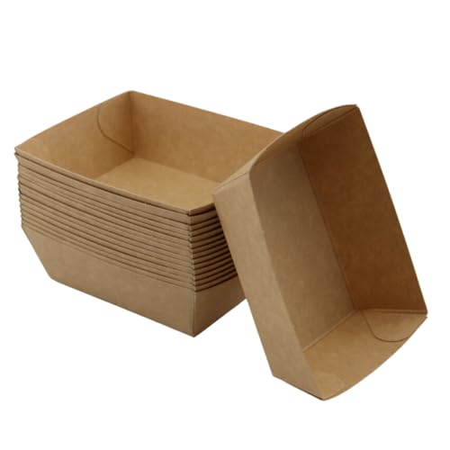 Enpack - 500 Stück Snackschalen aus Kraftpapier - Snack Box 12x10x3,5cm - Currywurst Schale 400 ml - Gastro Behälter für Tapas, Chips, Pommes etc. - optimal geeignet als Fingerfood Schalen von Enpack