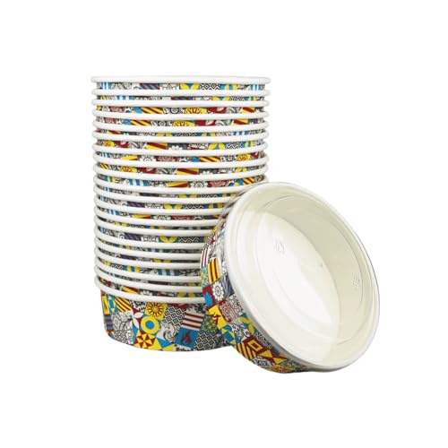 Enpack - 500ml Bowl für Lebensmittel aus Kraft Papier mit RPET Deckel - Einweg Papp-Salatschale mit PLA Innenbeschichtung - Bio-Schale (500 ml, 50, stück) von Enpack