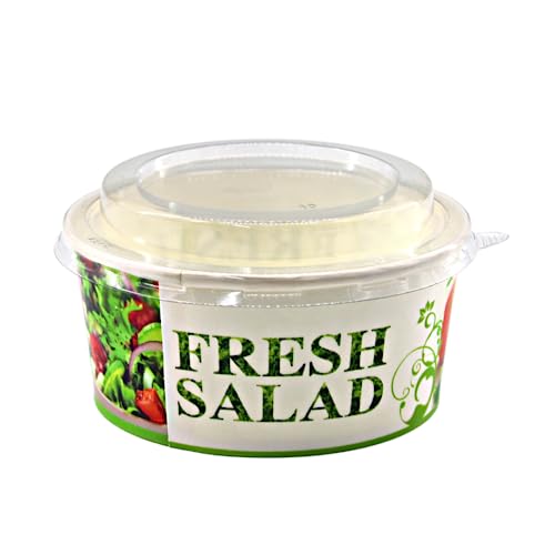 Enpack - 750 ml Bowl Fresh Salad für Lebensmittel aus Kraft Papier 300 Stück mit RPET Deckel - Einweg Papp-Salatschale mit PLA Innenbeschichtung - Bio-Schale von Enpack