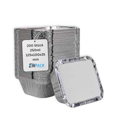 Enpack Aluschalen 250ml + Deckel 200 Stück - Wärmebehälter für Speisen - Alu Grillschalen als food container, kleine Auflaufform, Grill Zubehör etc. - feuerfeste Schale, meal prep boxen Enpack Aluschalen 250ml + Deckel 200 Stück - Wärmebehälter für Speisen - Alu Grillschalen als food container, kleine Auflaufform, Grill Zubehör etc. - feuerfeste Schale, meal prep boxen von Enpack