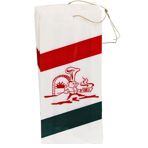 Enpack Faltenbeutel Bäckerbeutel 1000 Stück 11 x 6 x 25 cm - Pizzabrötchen Tüte weiß mit Aufdruck - Pizzabrötchen Tüte - Papier-Beutel für Backwaren - Brötchentüten - Snacktüte von Enpack