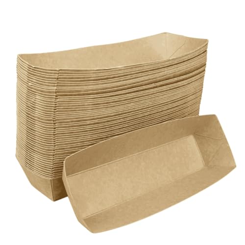 Enpack Snackschale A16 Snackschalen 8x21x4 cm aus Kraftpapier 100 Stück-Einweg Frikandelschale-Pommes-Frites-Trays-Snack Container-Pappschalen-Pappteller-Einweggeschirr Fingerfood von Enpack