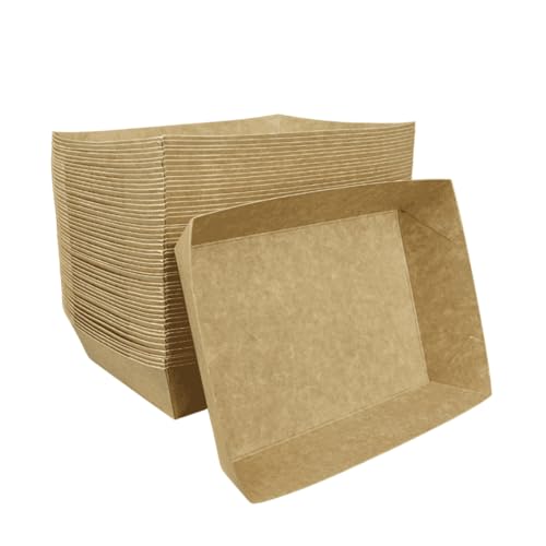Enpack Snackschale A50-100 Stück Snackschalen aus Kraftpapier - Snack Box 20 x 12 x 4 cm - Currywurst Schale 950 ml - Behälter für Tapas, Chips, Pommes etc. - optimal geeignet als Fingerfood Schalen von Enpack