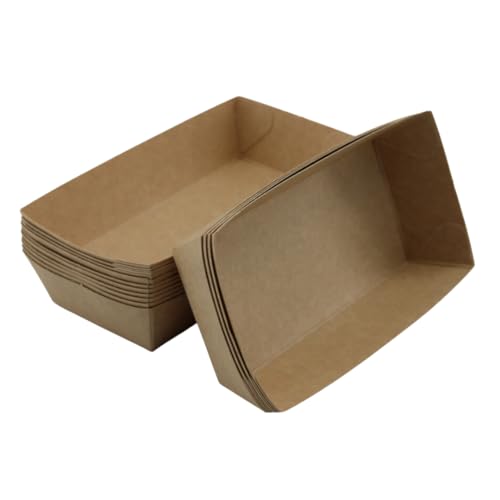 Enpack - 500 Stück Snackschalen aus Kraftpapier - Snack Box 17,5x9x3,5cm - Currywurst Schale 500 ml - Gastro Behälter für Tapas, Chips, Pommes etc. - optimal geeignet als Fingerfood Schalen von Enpack