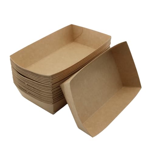 Enpack - 500 Stück Snackschalen aus Kraftpapier - Snack Box 19x12x4 cm - Currywurst Schale 900 ml - Gastro Behälter für Tapas, Chips, Pommes etc. - optimal geeignet als Fingerfood Schalen von Enpack