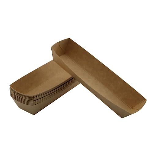 Enpack Snackschalen A16-8x21x4 cm aus Kraftpapier 500Stück-Einweg Frikandelschale-Pommes-Frites-Trays-Snack Container-Pappschalen-Pappteller-Einweggeschirr biologisch abbaubar-Fingerfood von Enpack