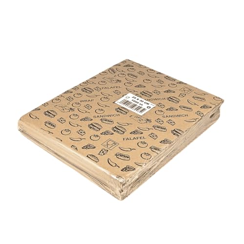 Hamburgerpapier 25 x 30 cm Braun 1000 Blatt - geeignet für Burger, Wraps, Falafel, Sandwiches - Bio Einschlagpapier fettdicht - Burger Papier Pergamentersatz schlichtes Design von Enpack