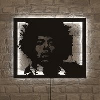 Jimi Hendrix Plug in Wandleuchte | Pop Kultur Wand Kunst Dekoration Hölzerne Wand-Dekor-Silhouette Mit Unterschiedlicher Größe Und Lichtfarben Laser von Enqore