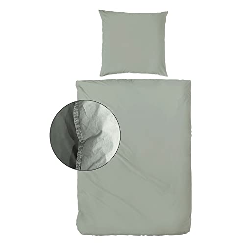 Enrico Coss Bettwäsche Stonewashed Olive, Kissenbezug einzeln 80x80 cm von Enrico Coss