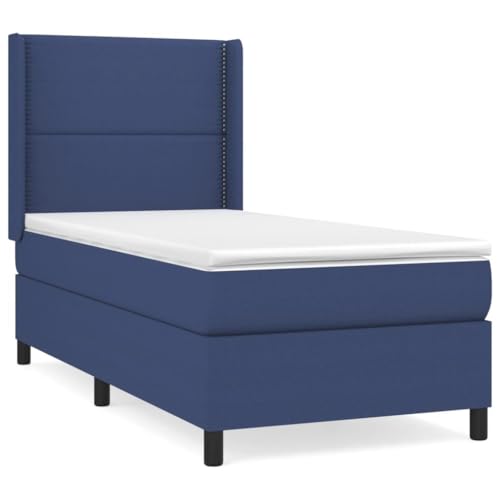 Enshey] Blauer Stoffbettrahmen mit Matratzenset – Einzel-/Einzelbett 100 x 200 cm-Blau(100 x 200 cm) von Enshey