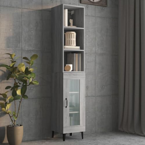 Enshey-Holzschrank – Stilvolles graues Sonoma-Design |34,2,5 x 90 cm Größe |Langlebiges Holzmaterial |zum Organisieren |Modernes Heimdekor-Grau von Enshey