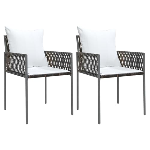 [Enshey] Outdoor-Stühle-Set – 2 Polyrattan-Sessel mit Kissen, wetterfeste Gartenm?bel aus Korbgeflecht für gepolsterte Sitzgelegenheiten im Freien – stilvolles Schwarz, 51 x 83 cm von Enshey