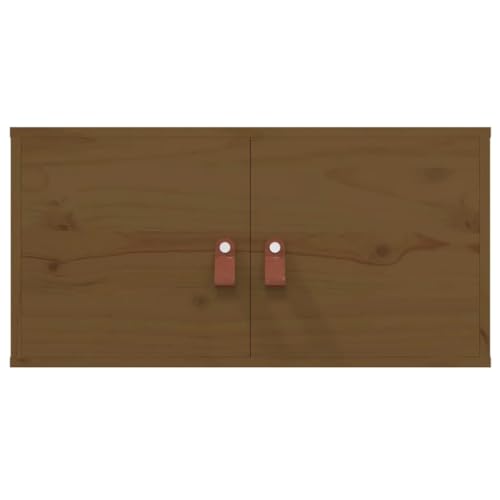 Enshey-Schrank aus massivem Kiefernholz – honigbraunes Finish, 60 cm – kompakte Aufbewahrungsl?sung zum Organisieren – montierter Schrank mit Türen – stilvoller und robuster Massivholzschrank von Enshey