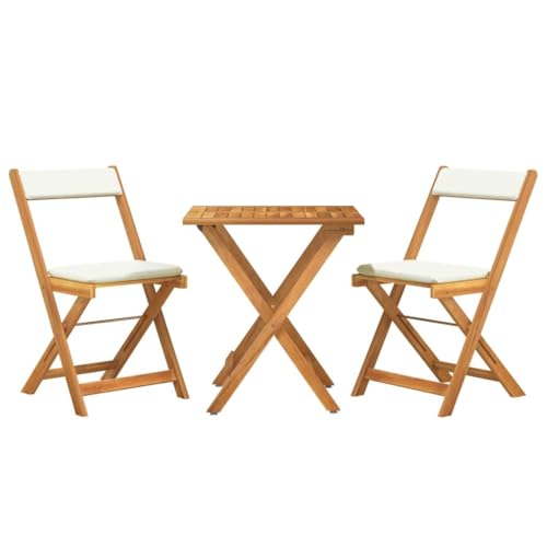 [Faltbares Bistro-Set] Enshey 3-teilige Outdoor-Essm?bel |Kissen aus Akazienholz |Bistrotisch und Stühle aus Holz von Enshey
