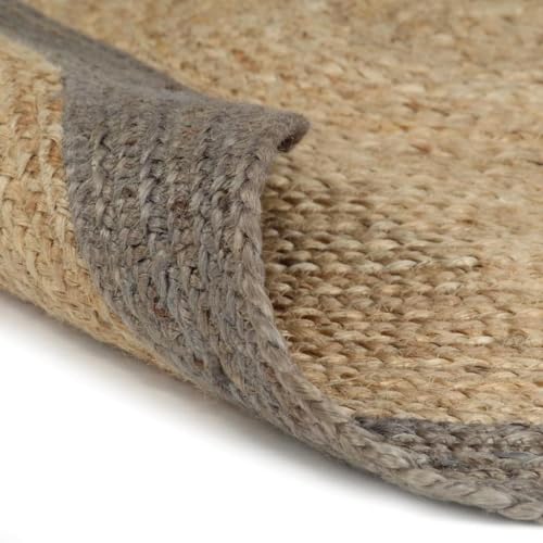 [Produkt: Enshey-Teppich handgefertigt mit grauem 90 cm grauem Teppich – handgefertigter Akzentteppich aus Naturfasern – nachhaltige und langlebige Heimdekoration]-Grau(90 cm) von Enshey