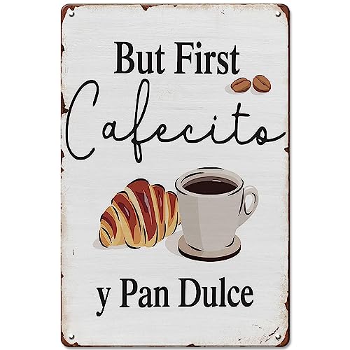 But First Cafecito Y Pan Dulce Coffee Decor Schreibtischschild Coffee Bar Schild von Ensound