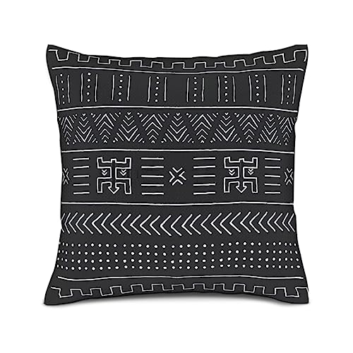 Ensound Dekorativer Kissenbezug mit Tribal-Ethno-Muster, afrikanischer Matsch-Druck, Bogolanisches schwarzes Geo-Streifenmuster, schwerer Stoff-Kissenbezug, 45,7 x 45,7 cm von Ensound