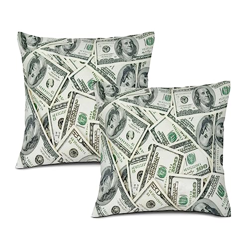 Ensound Dollar Hintergrund 2 Geld Bauernhaus 2er Set Kissenbezug Wohnkultur Baumwolle Leinen Wurfkissenbezug Kissenbezug für Sofa Couch 45 x 45 cm von Ensound