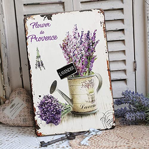 Lavender Decor French Country Decor Blechschilder, 30 x 20 cm Lavendel Raumdekor Lila Wanddekoration Metallschild für Zuhause, Badezimmer, Café, Garage, Garten, Blumenwanddekor von Ensound