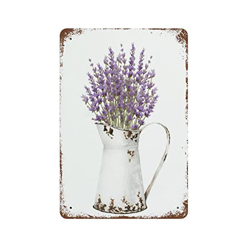 Retro Vintage Garten Lavendel Blumen Metall Blechschild RetroTin Sign Blume Lavendel Metall Wandpaneel Retro Kunst Dekoration für Zuhause Club Kabine Garage Store Bar Cafe Bauernhof 15x20cm von Ensound