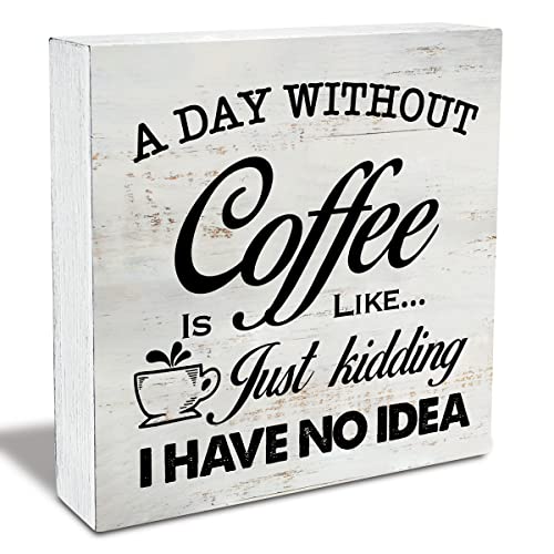 Rustikales Küchenschild mit Aufschrift "A Day Without Coffee Is Like Wooden Box Sign Home Kitchen Desk Shelf Decor", 12,7 x 12,7 cm Rustikales Küchenschild mit Aufschrift "A Day Without Coffee Is Like Wooden Box Sign Home Kitchen Desk Shelf Decor", 12,7 x 12,7 cm von Ensound