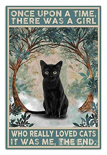 Schwarze Katze Vintage Schild Wanddekoration für Zuhause, Büro – Katzen-Themen-Geschenke für Katzenliebhaber für Frauen 8 x 12 Zoll (914) von Ensound